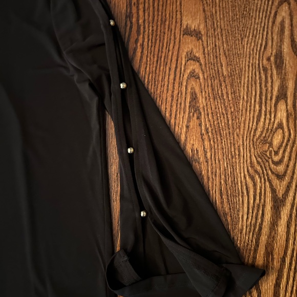 Micheal Kors black top with partially open sleeves and gold studs - Picture 3 of 5